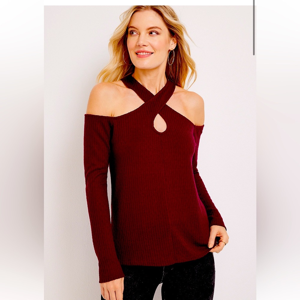 Cute cold shoulder sweater